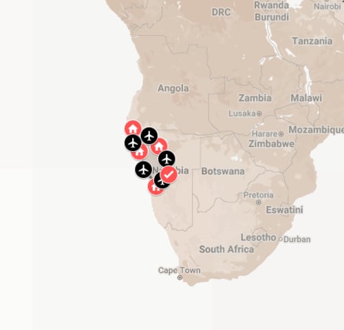 Map of Namibia Luxury Private Fly-In Safari