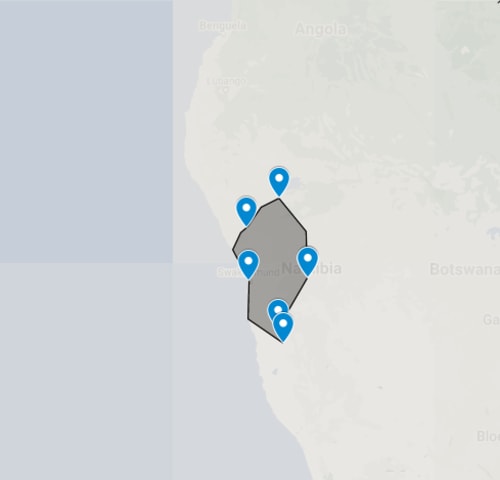 Map of 9 Day Namibia Highlight Scheduled Tour Superior