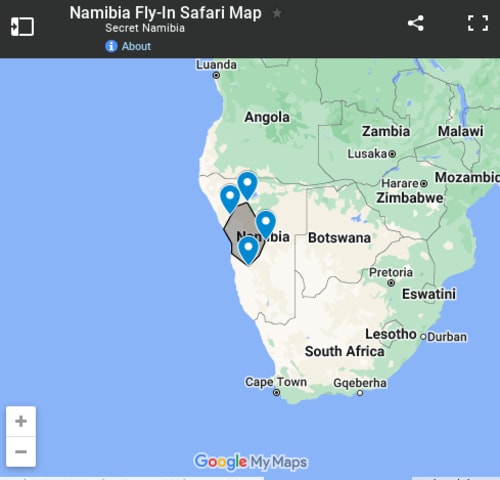 Map of 10 Day Luxury Fly-In Safari