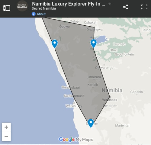 Map of Namibia Explorer Luxury Fly-In Safari