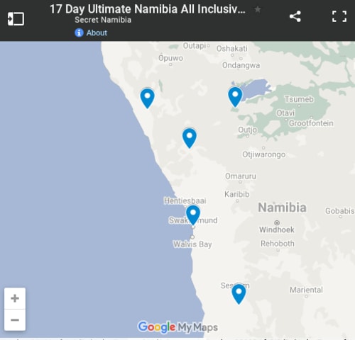 Map of Ultimate Namibia All Inclusive Luxury Safari