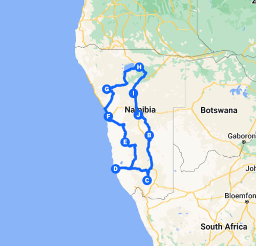 Map of Best Of Namibia Safari